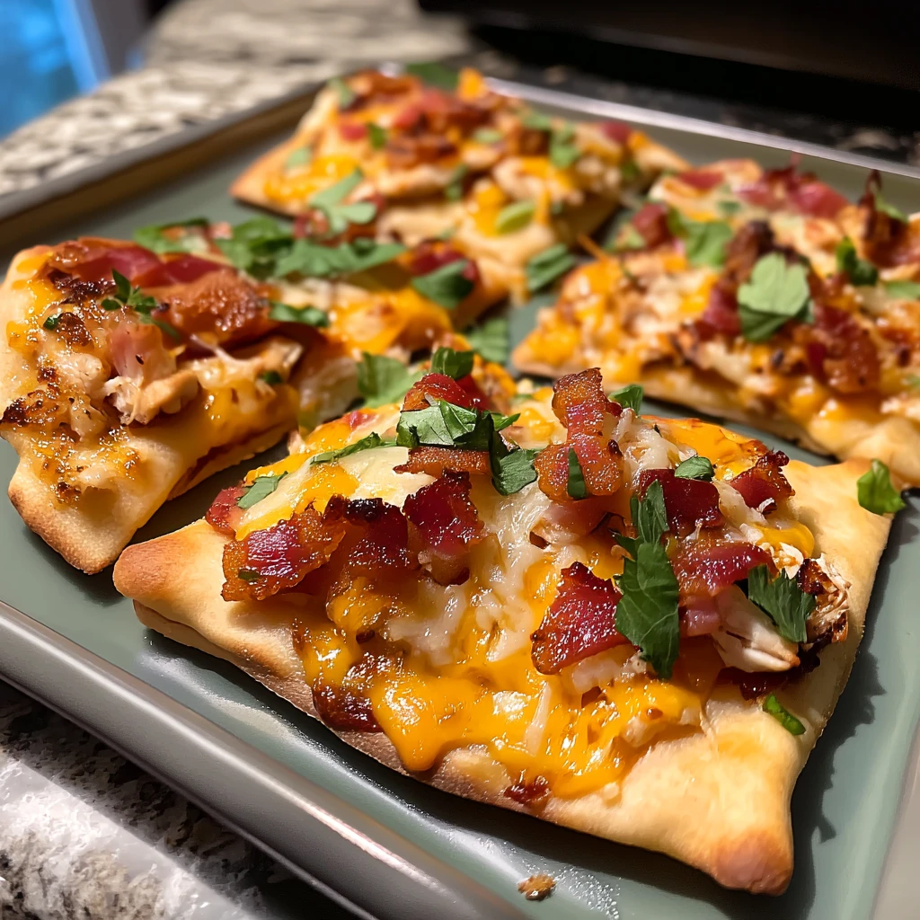 Indulge in Loaded Bacon Cheddar Chicken Parmesan Flatbreads Today! 4 Loaded Bacon Cheddar Chicken Parmesan Flatbreads - 30 Minutes Awesome Delicious
