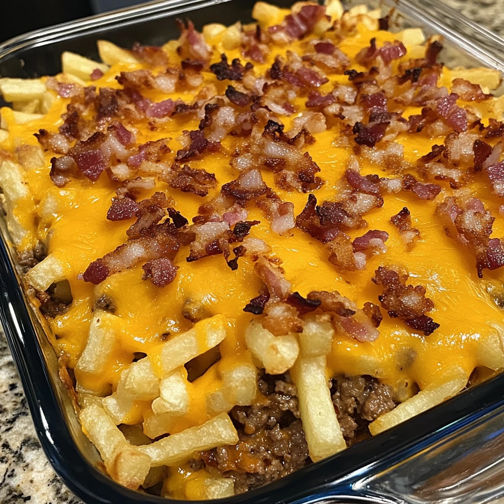 Indulge in Loaded Cheeseburger Bacon Fry Casserole Tonight! 4 Loaded Cheeseburger Bacon Fry Casserole 30 Minutes Easy Delicious