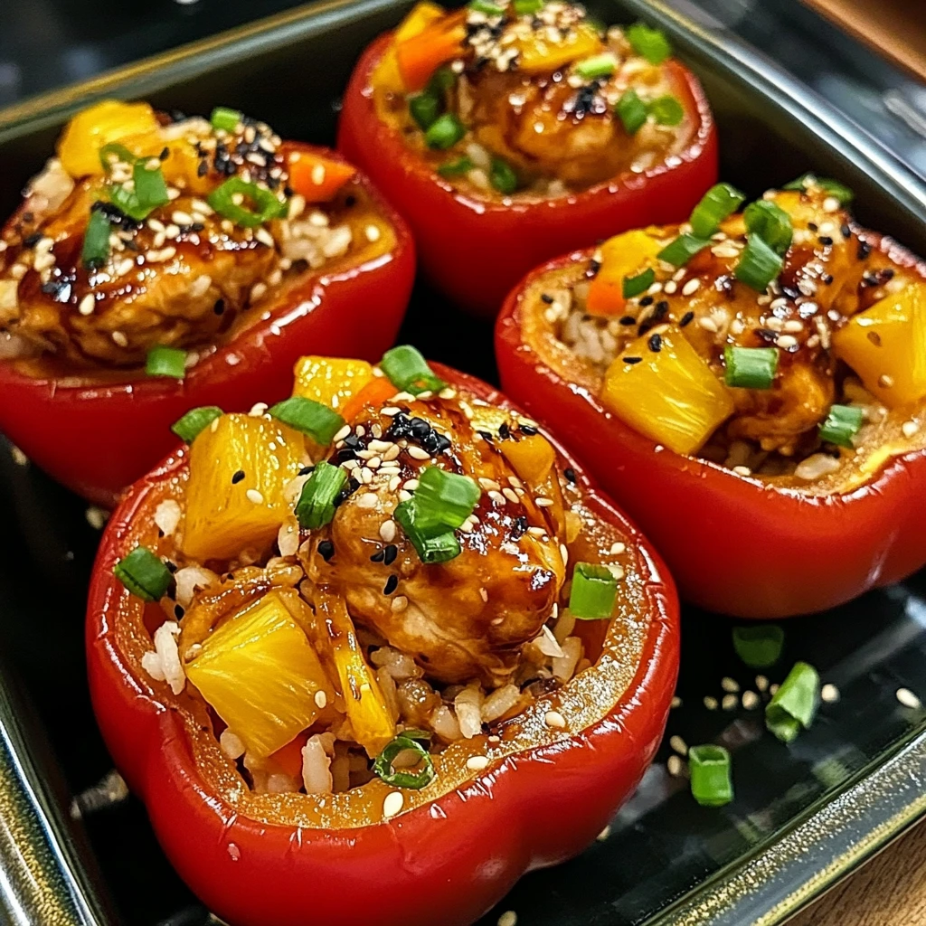 Pineapple Teriyaki Chicken Stuffed Bell Peppers 30 Minutes Quick Delicious
