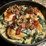 Indulge in Smothered Chicken with Creamed Spinach and Bacon 5 Smothered Chicken with Creamed Spinach 4 Servings Amazing