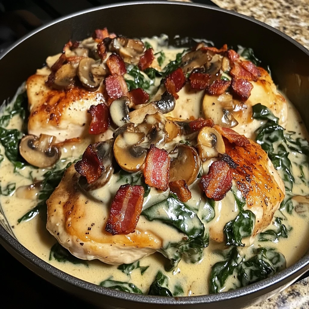 Smothered Chicken with Creamed Spinach 4 Servings Amazing