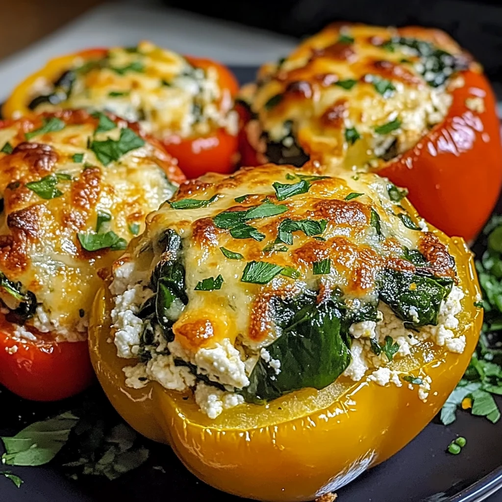 Spinach Ricotta Stuffed Peppers 4 Servings Easy Delicious