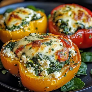 Spinach Ricotta Stuffed Peppers 4 Servings Easy Delicious