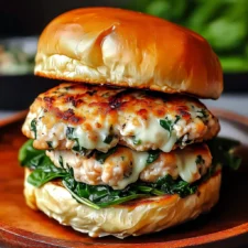 White Cheddar and Spinach Chicken Burgers 4 Servings Easy Delicious-image