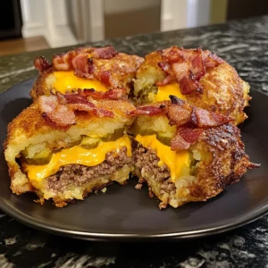 Bacon Cheeseburger Stuffed Hash Brown Patty Bombs Easy Delicious