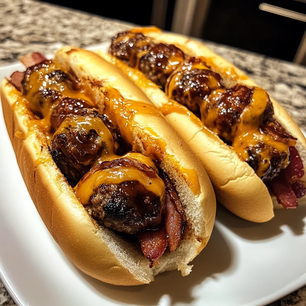 Savor the Best Bourbon BBQ Bacon Cheeseburger Meatball Subs Today! 4 Bourbon BBQ Bacon Cheeseburger Meatball Subs 30 Minutes Ultimate Delicious