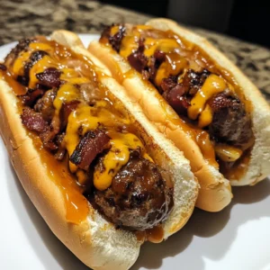 Bourbon BBQ Bacon Cheeseburger Meatball Subs 30 Minutes Ultimate Delicious