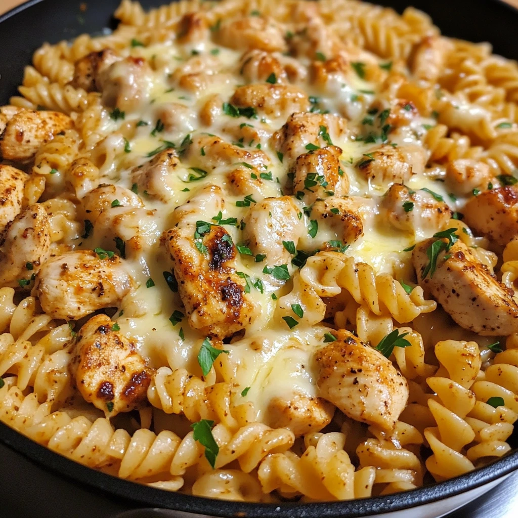 Discover the Cheesy Cajun Garlic Chicken Rotini Skillet Recipe for a Flavorful Dinner 4 Cheesy Cajun Garlic Chicken Rotini Skillet 30 Minutes Easy Delicious