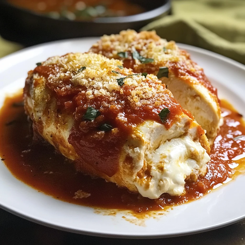 Chicken Parmesan Stuffed with Cream Cheese 4 Servings Awesome Delicious