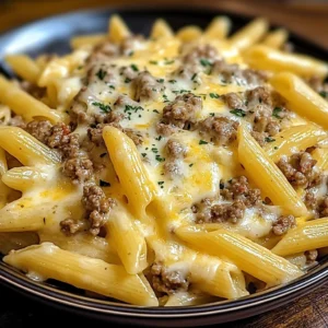 Creamy Cheesy Penne with Garlic Butter Ground Beef 30 Minutes Easy Delicious