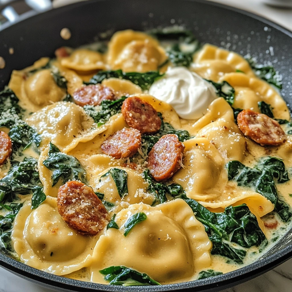 Indulge in a Creamy Pierogi and Turkey Sausage Skillet Tonight! 4 Creamy Pierogi and Turkey Sausage Skillet 30 Minutes Easy Delicious
