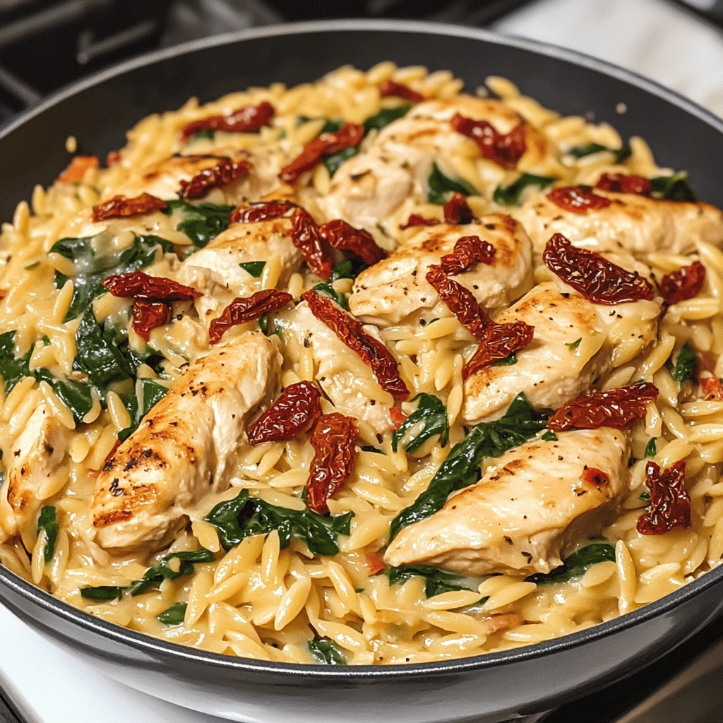 Savor the Creamy Tuscan Chicken Orzo for a Cozy Dinner 4 Creamy Tuscan Chicken Orzo 30 Minutes Easy Delicious