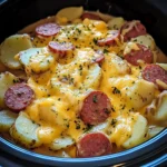 Discover the Comfort of Crockpot Cheesy Potatoes and Kielbasa Today! 5 Crockpot Cheesy Potatoes and Kielbasa 4 Servings Easy Delicious