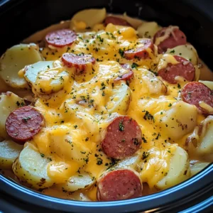 Crockpot Cheesy Potatoes and Kielbasa 4 Servings Easy Delicious