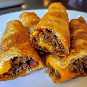 Deep-Fried BBQ Bacon Cheeseburger Egg Roll Wraps: 30 Minutes Ultimate Delicious
