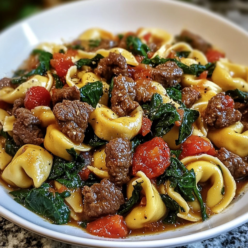 Garlic Butter Beef and Spinach Tortellini 30 Minutes Easy Delicious