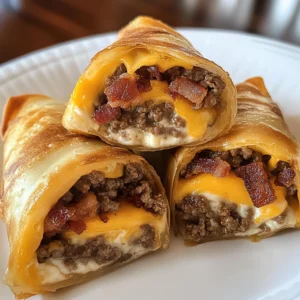 Loaded Bacon Cheeseburger Egg Roll Bombs 4 Servings Awesome Delicious