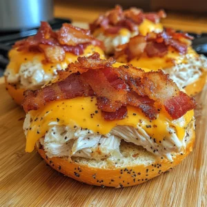 Monster Loaded Bacon Chicken Cheese Bagel Melts 30 Minutes Awesome Delicious