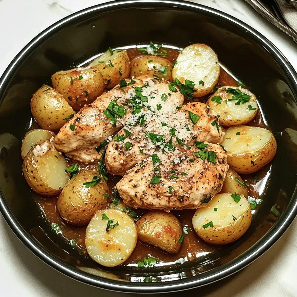 Slow Cooker Parmesan Garlic Chicken and Potatoes 4 Servings Easy Delicious