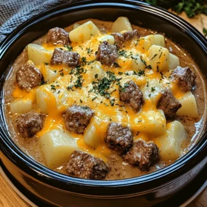 Slow Cooker Steak and Cheddar Potato Casserole 6 Hours Easy Delicious