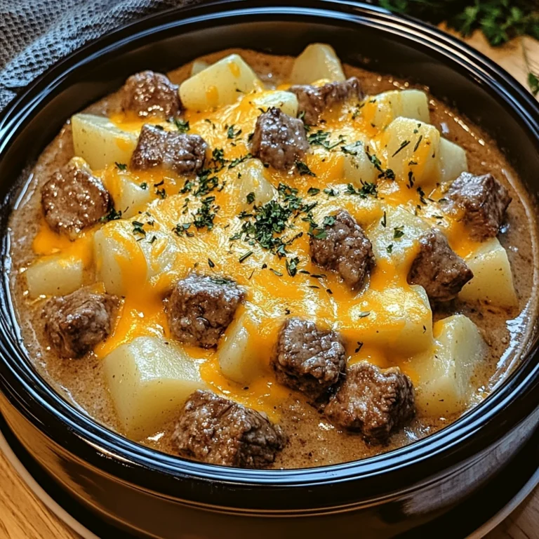 Slow Cooker Steak and Cheddar Potato Casserole 6 Hours Easy Delicious