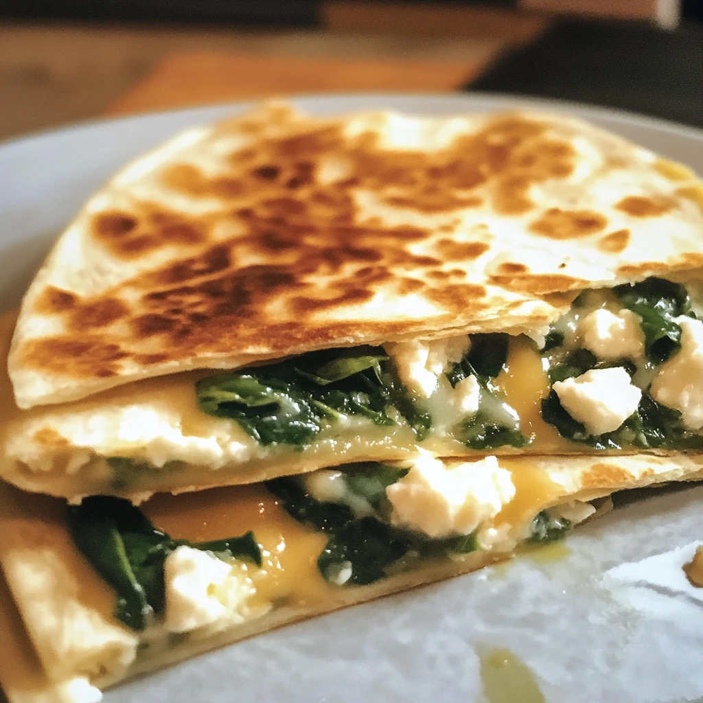 Make Irresistible Spinach and Feta Quesadilla at Home Today! 4 Spinach and Feta Quesadilla 4 Servings Easy Delicious