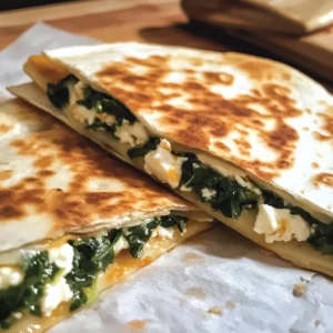 Spinach and Feta Quesadilla 4 Servings Easy Delicious