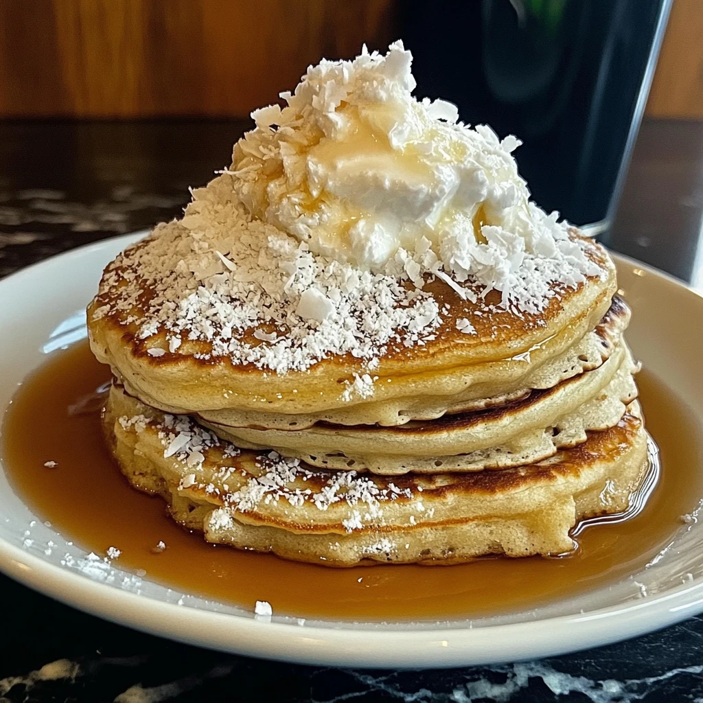 Enjoy Irresistible Sweet Coconut Cream Pancakes for Breakfast! 4 Sweet Coconut Cream Pancakes 4 Servings Easy Delicious