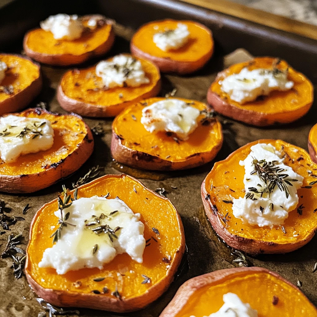 Delight in Sweet Potato Rounds with Goat Cheese Today! 4 Sweet Potato Rounds 4 Ingredients Perfectly Delicious