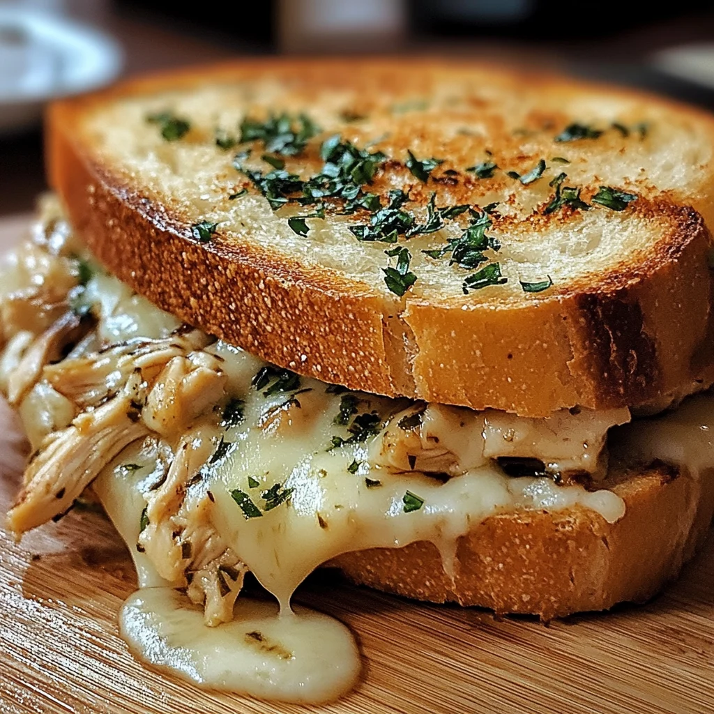 Cheesy Chicken Garlic Bread Sandwich 4 Servings Easy Delicious