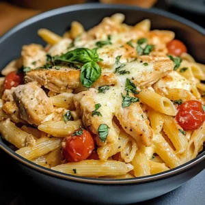 Chicken Mozzarella Pasta 4 Ingredients Easy Delicious