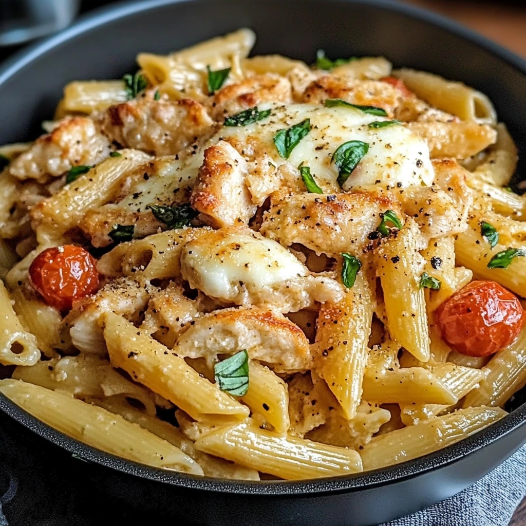 Chicken Mozzarella Pasta 4 Ingredients Easy Delicious