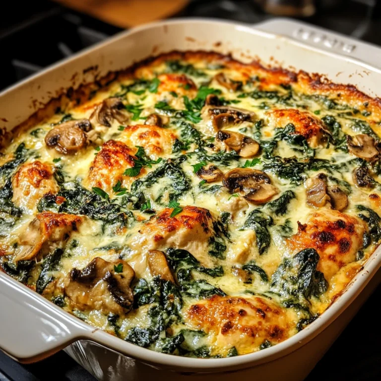 Creamy Chicken, Spinach & Mushroom Bake 30 Minutes Easy Delicious