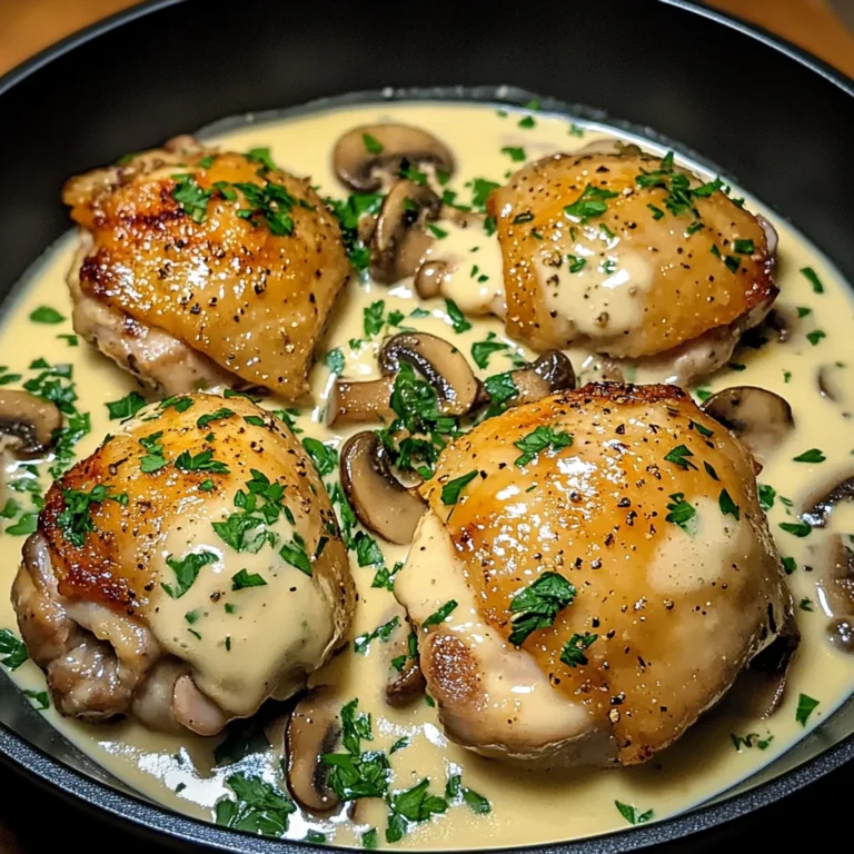 Creamy Garlic Mushroom Chicken Thighs 30 Minutes Easy Delicious