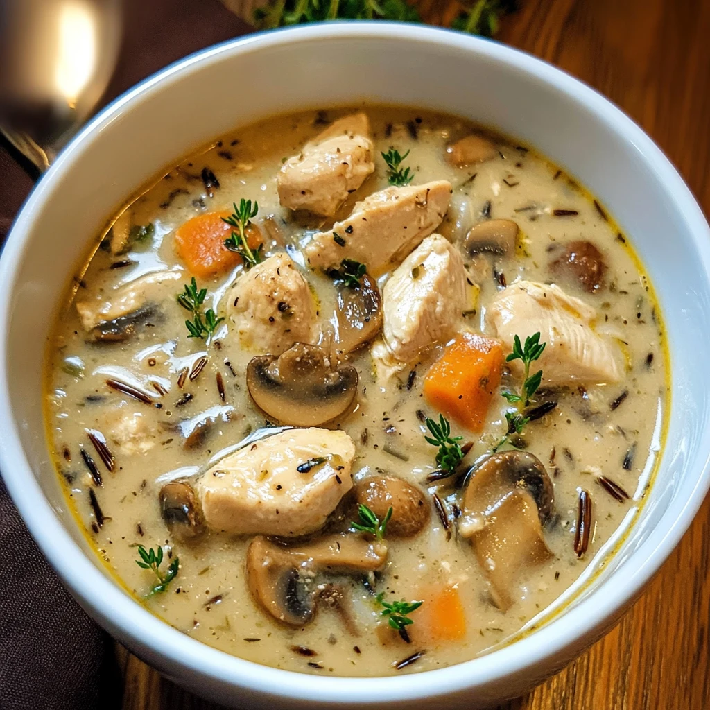 Creamy Mushroom Chicken and Wild Rice Soup 30 Minutes Easy Delicious