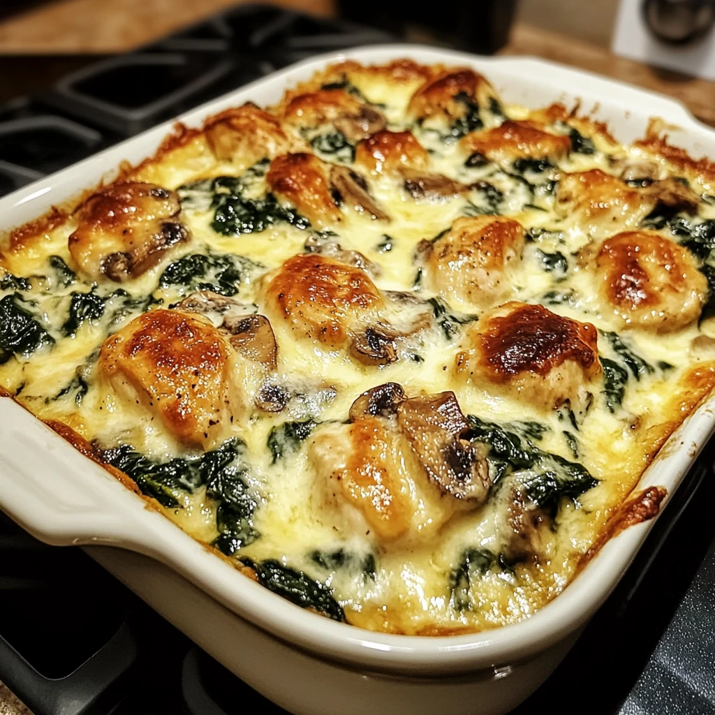 Easy Low-Carb Chicken Spinach Mushroom Bake 30 Minutes Amazing