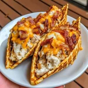 Loaded Ranch Chicken Bacon Cheese Stuffed Waffle Cones