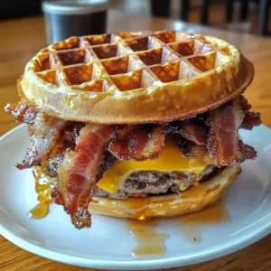 Maple Bacon Waffle Burger 6 Ingredients Outstanding Delicious
