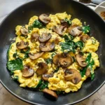 Mushroom Spinach Scrambled Eggs 5 Steps Easy Delicious