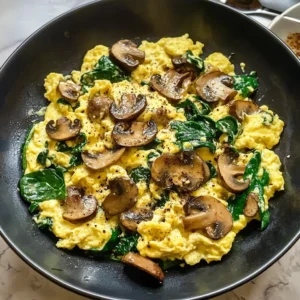 Mushroom Spinach Scrambled Eggs 5 Steps Easy Delicious