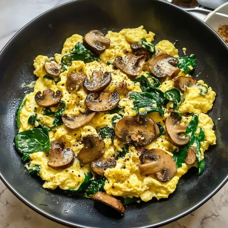 Mushroom Spinach Scrambled Eggs 5 Steps Easy Delicious