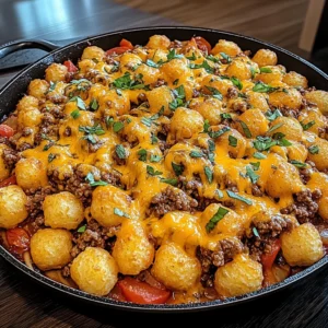 One-Pan Cheeseburger Tater Tot Pasta 30 Minutes Easy Delicious
