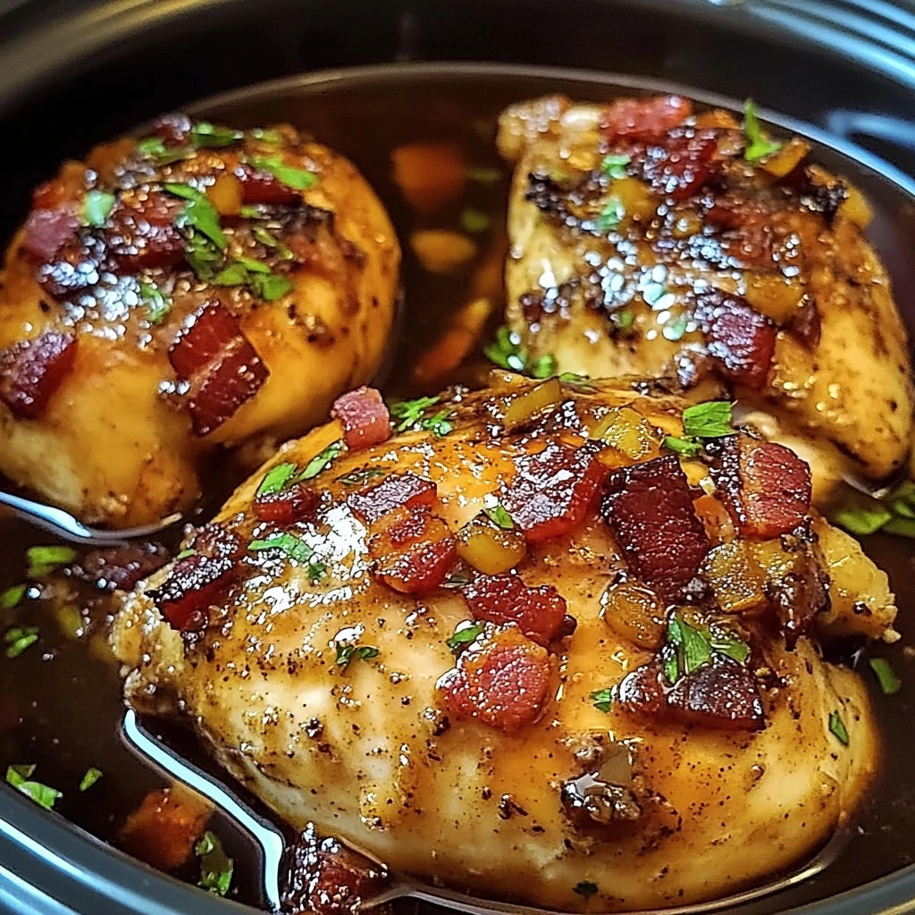Enjoy the Ultimate Slow Cooker Bacon Brown Sugar Garlic Chicken! 4 Slow Cooker Bacon Brown Sugar Garlic Chicken 4 Servings Easy Delicious