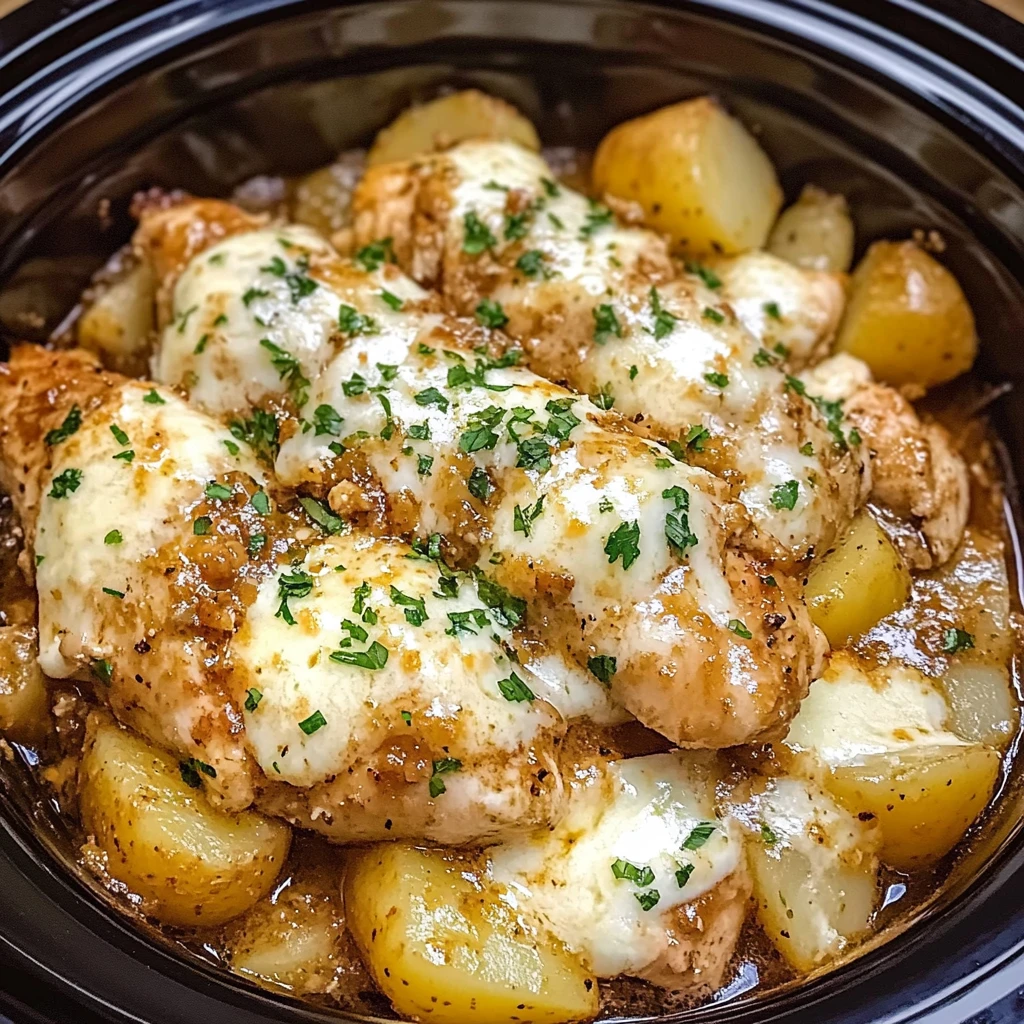 Slow Cooker Garlic Parmesan Chicken and Potatoes Easy Delicious