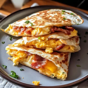 Bacon Egg Cheese Breakfast Quesadillas 4 Servings Easy Delicious