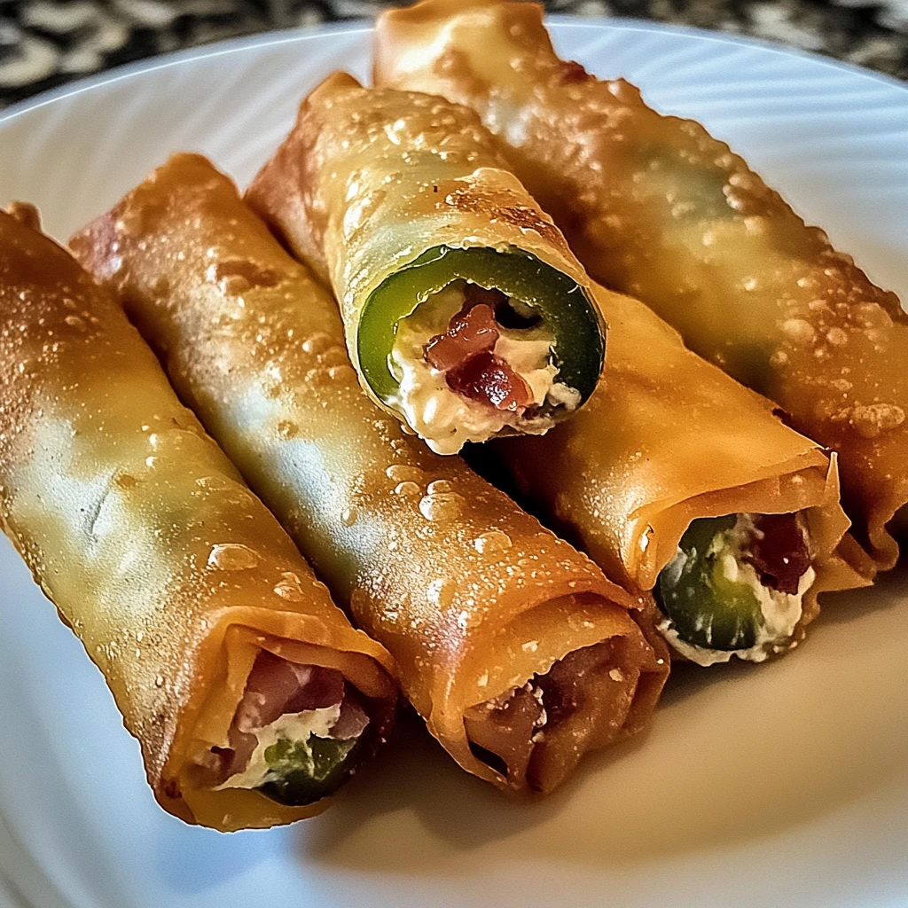 Try These Irresistible Bacon Jalapeño Popper Eggrolls Today! 4 Bacon Jalapeño Popper Eggrolls 8 Ingredients Easy Delicious
