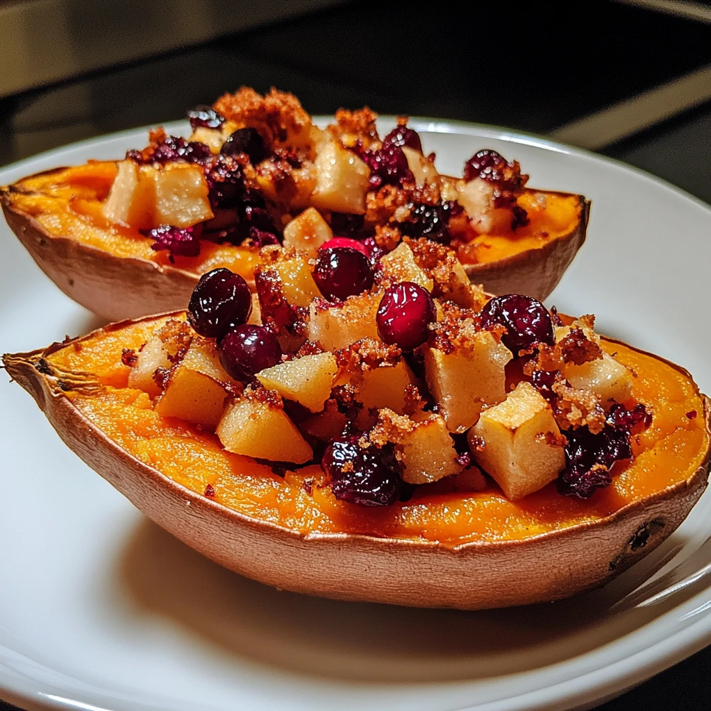 Cranberry Apple Twice-Baked Sweet Potatoes 4 Servings Perfect Delicious