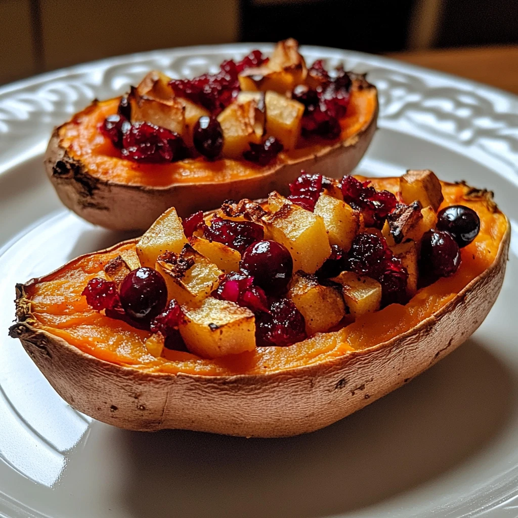 Cranberry Apple Twice-Baked Sweet Potatoes 4 Servings Perfect Delicious