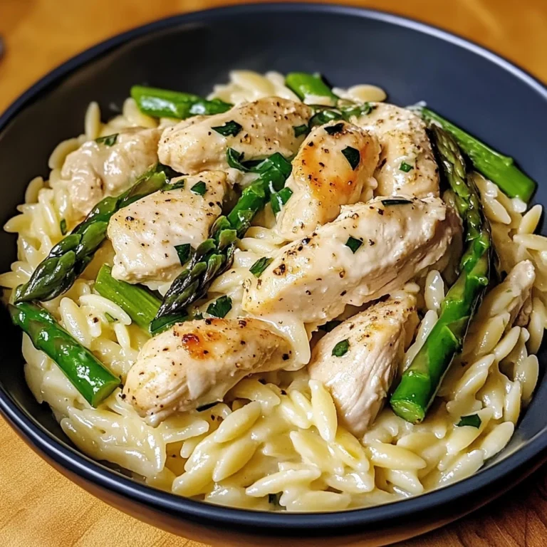 Creamy Parmesan Orzo with Chicken and Asparagus - 30 Minutes - Easy - Delicious