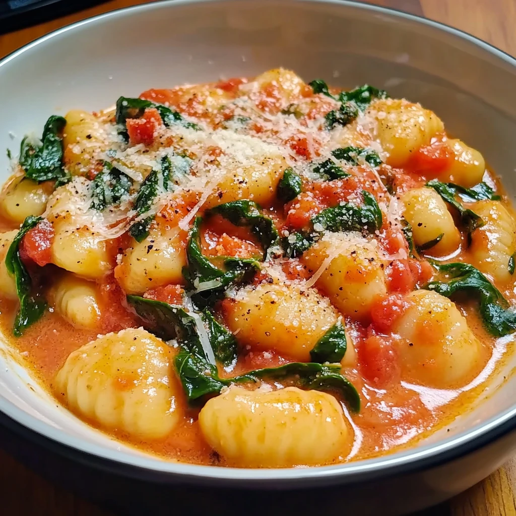 Indulge in Creamy Tomato Spinach Gnocchi for a Cozy Meal 4 Creamy Tomato Spinach Gnocchi 4 Servings Easy Delicious